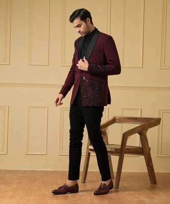 Maroon beads blazer 3