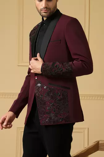 Maroon beads blazer