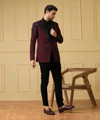 Maroon beads blazer 5