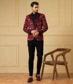 Maroon embriodered blazer