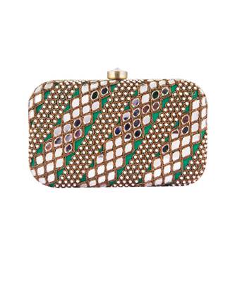 Green mirrorwork clutch 2