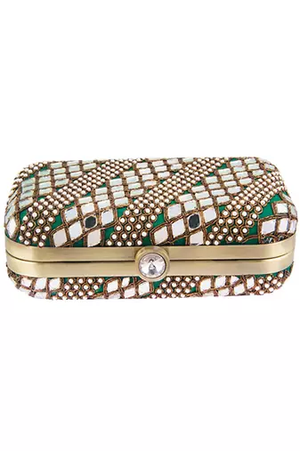 Green mirrorwork clutch