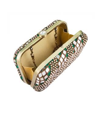 Green mirrorwork clutch 4