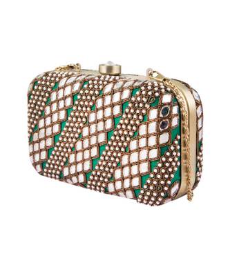 Green mirrorwork clutch 5