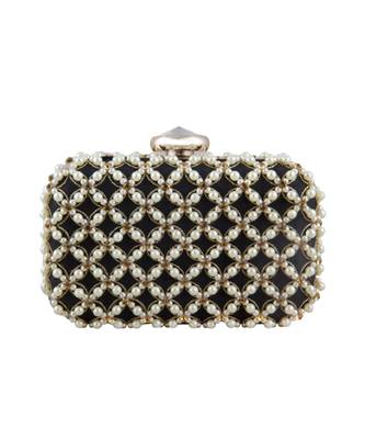 Black pearl bead beauty clutch 1