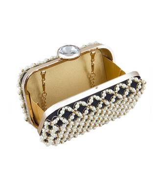 Black pearl bead beauty clutch 2