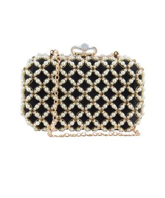 Black pearl bead beauty clutch 3