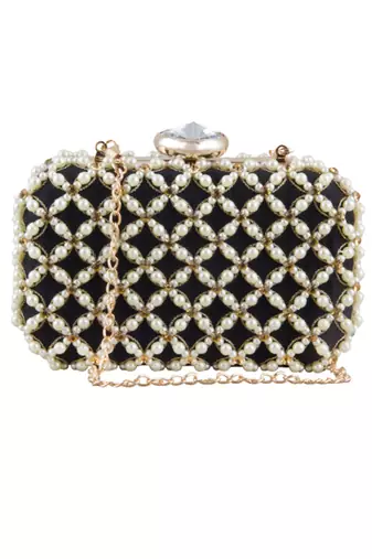 Black pearl bead beauty clutch