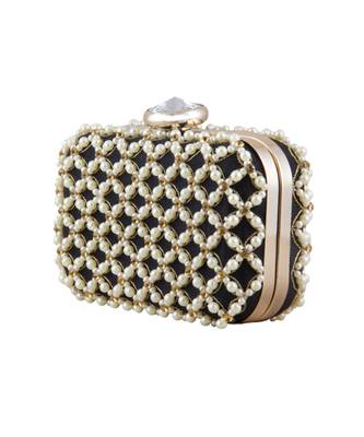 Black pearl bead beauty clutch 4