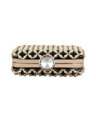 Black pearl bead beauty clutch 5