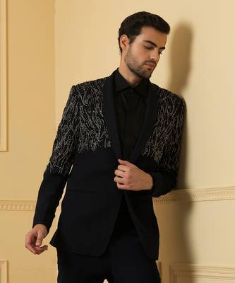 Blue shawl collar blazer set 5