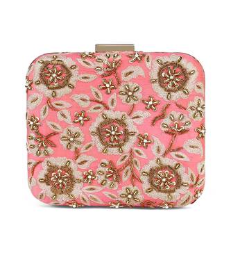Coral zardosi clutch 1