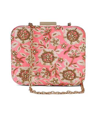 Coral zardosi clutch 2