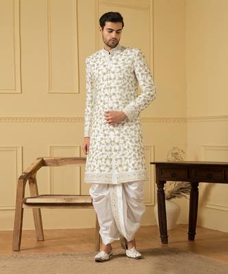Off white embroidered sherwani 1