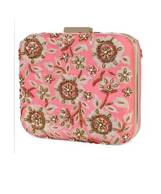 Coral zardosi clutch 3