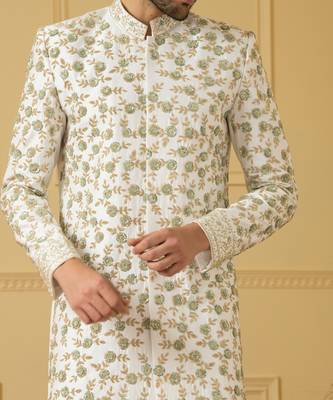 Off white embroidered sherwani 2