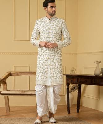 Off white embroidered sherwani 3