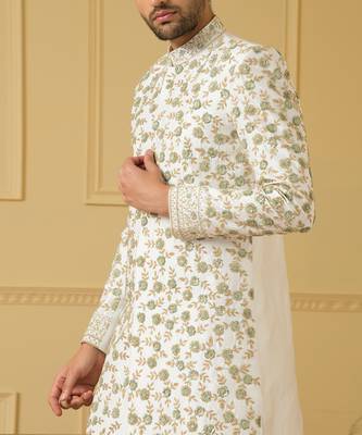 Off white embroidered sherwani 4