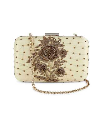 Golden mughal flower box clutch 1