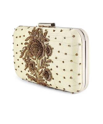 Golden mughal flower box clutch 2