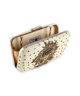 Golden mughal flower box clutch 3