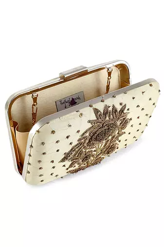 Golden mughal flower box clutch
