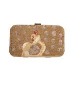 Golden beaded peacock clutch