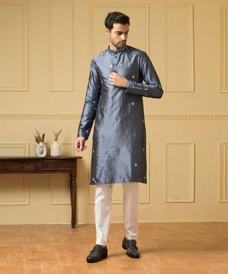 Cobalt blue mirror kurta 1