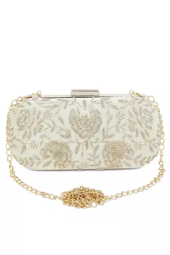Lime green floral clutch