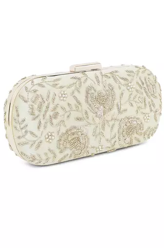 Lime green floral clutch