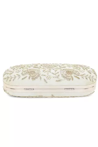 Lime green floral clutch