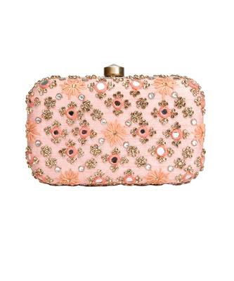 Peach mirrorwork clutch 1