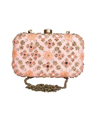Peach mirrorwork clutch 2