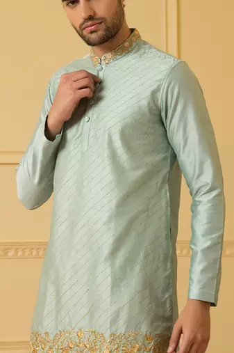 Light blue zari embroidered kurta