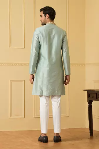 Light blue zari embroidered kurta
