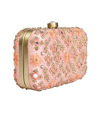 Peach mirrorwork clutch 3