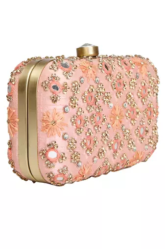 Peach mirrorwork clutch