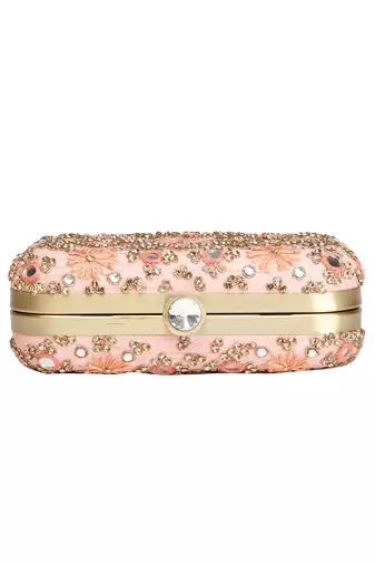 Peach mirrorwork clutch