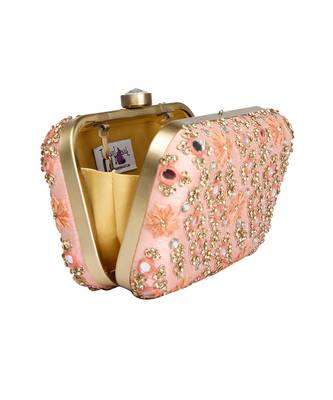 Peach mirrorwork clutch 5