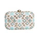 Ice blue mirrorwork clutch