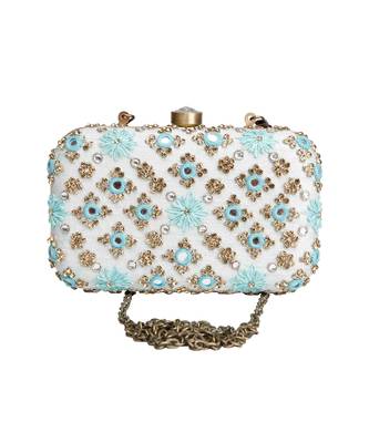 Ice blue mirrorwork clutch 2