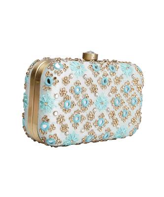 Ice blue mirrorwork clutch 3