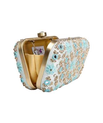 Ice blue mirrorwork clutch 4
