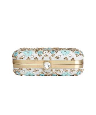 Ice blue mirrorwork clutch 5