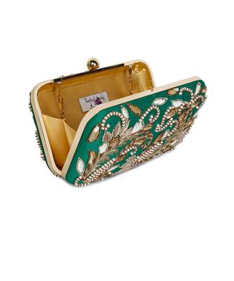 Dark green double paisley clutch 3
