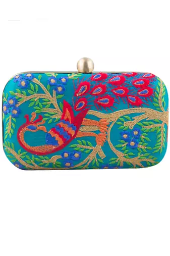 Multicolor peacock clutch