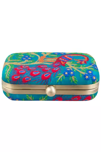 Multicolor peacock clutch