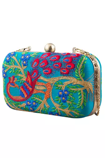 Multicolor peacock clutch