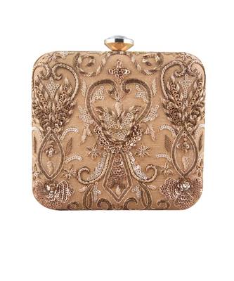 Antique gold square clutch 1