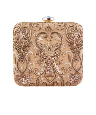 Antique gold square clutch 2